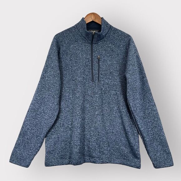 Eddie Bauer 1/4 Zip Sweater Men XL Blue Zip Pocket‎ Raglan Long Sleeve High Neck - Picture 1 of 14